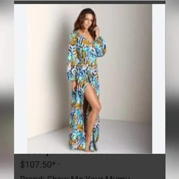 Show Me Your MuMu JOYCELYN Blue and Black Bishop Sleeve Sundress L - Picture 15 of 15